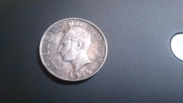 Moneda De Ecuador 1 Sucre 1934 0.720 Ceca Philausa (p30 (Usado - Imagen 2