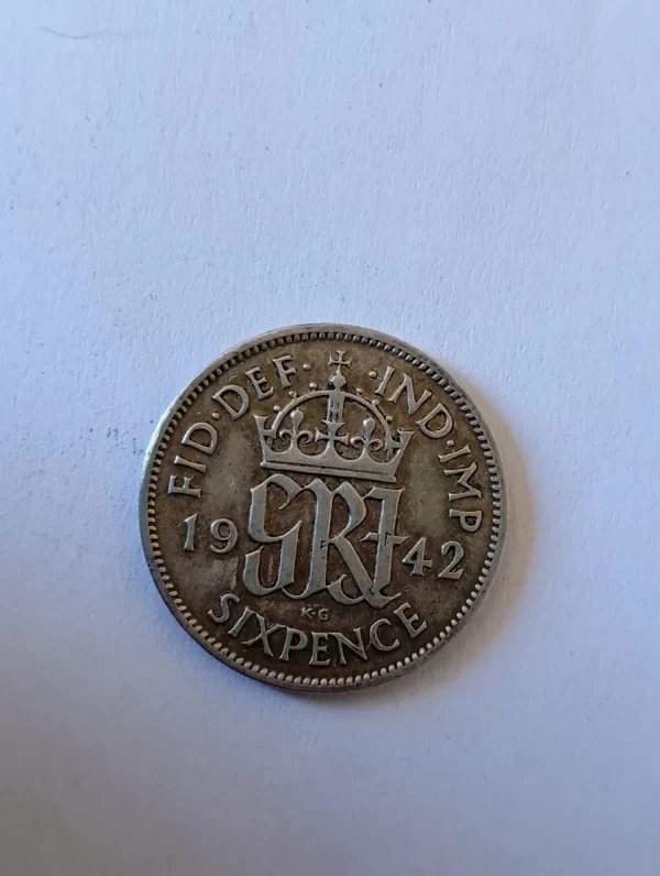 Moneda Inglaterra Six Pence 1942 Plata 0.5(p159 (Usado) - Imagen 2