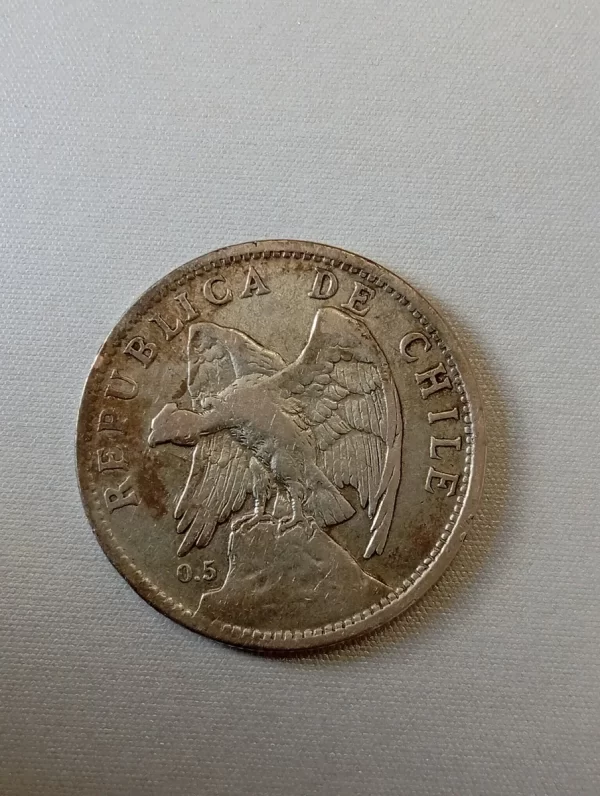 Moneda Chile 1 Peso 1925 Plata 0.5 (p98 (Usado) - Imagen 3