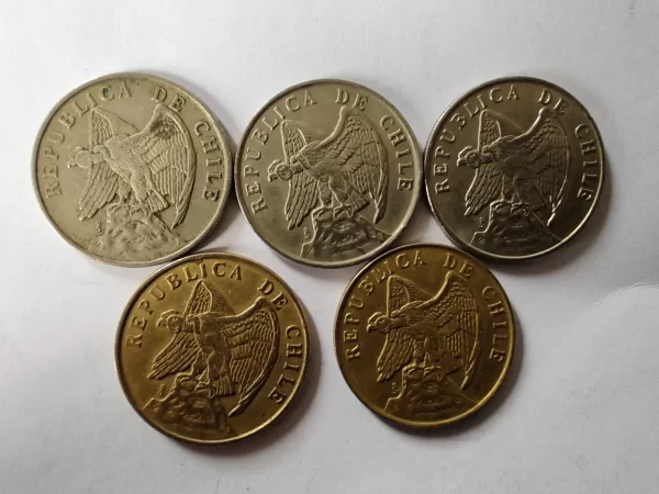 5 Monedas Chile 50 Centavos 1975-1979 Seríe Completa (2 (Usado) - Imagen 3