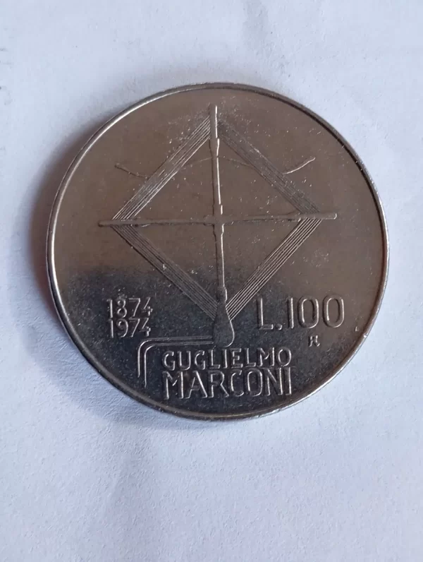 Moneda Italia 100 Liras 1974 Gugliermo Marconi (&1778 (Usado) - Imagen 3
